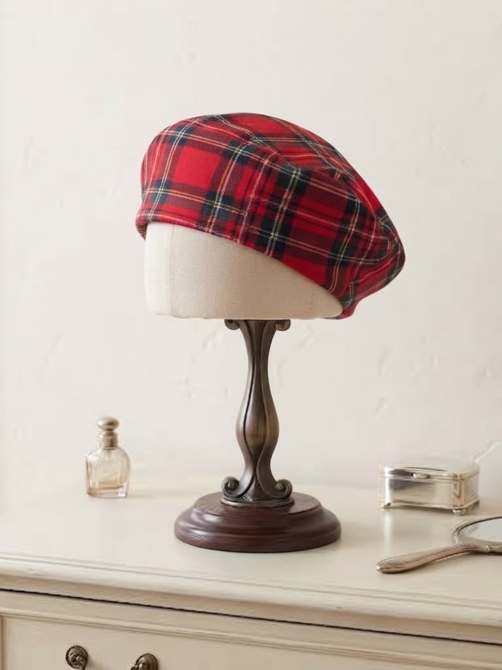 Vintage Nicole & Co Tartan Beret Red Plaid Made in Canada French Beret Hat